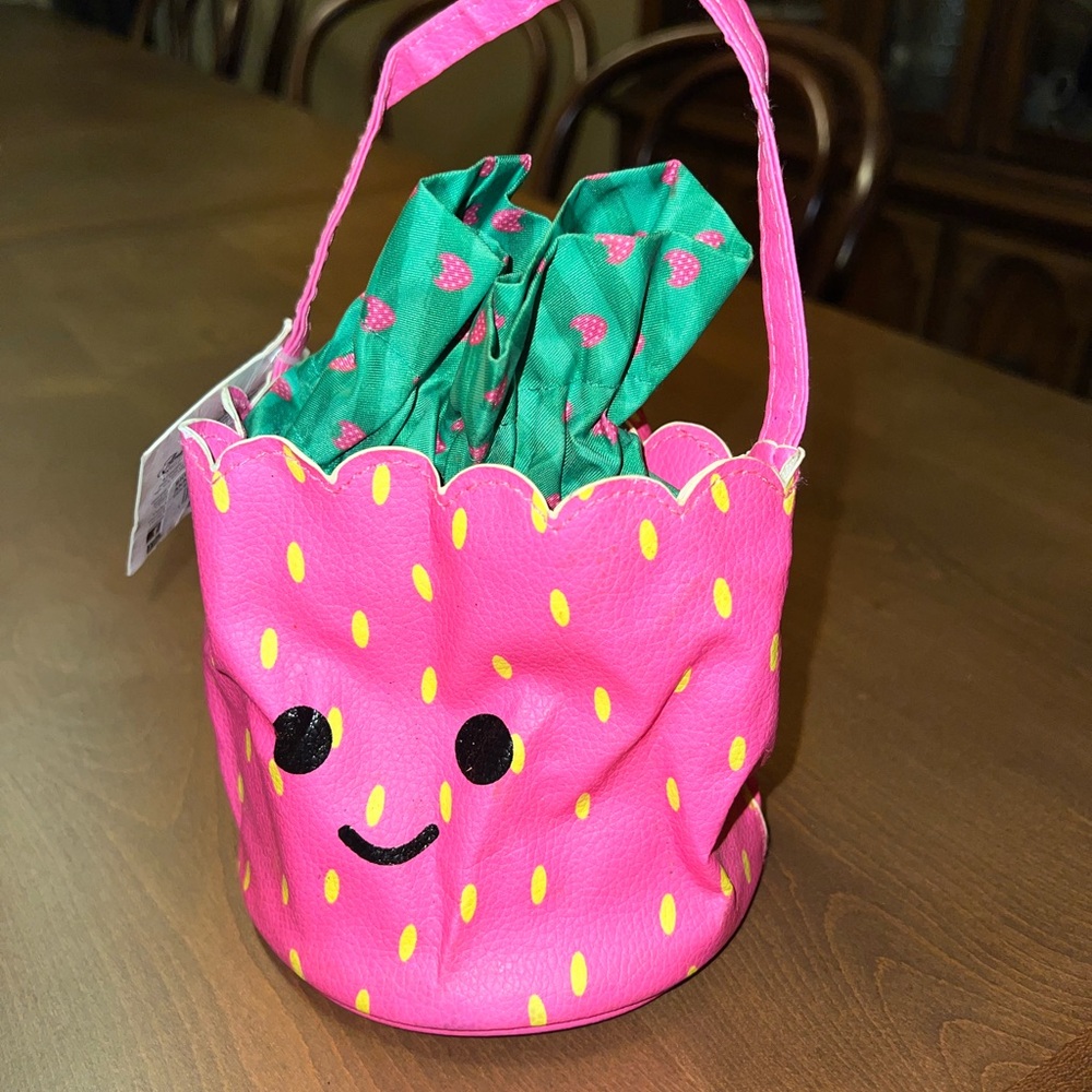 Pink Strawberry Kids Tote Bag